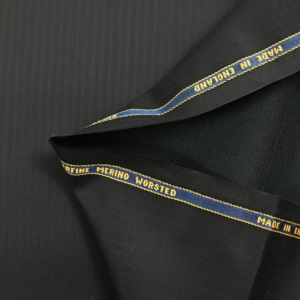 Tissu tailleur laine Super 160's chevrons fond noir - Image 8