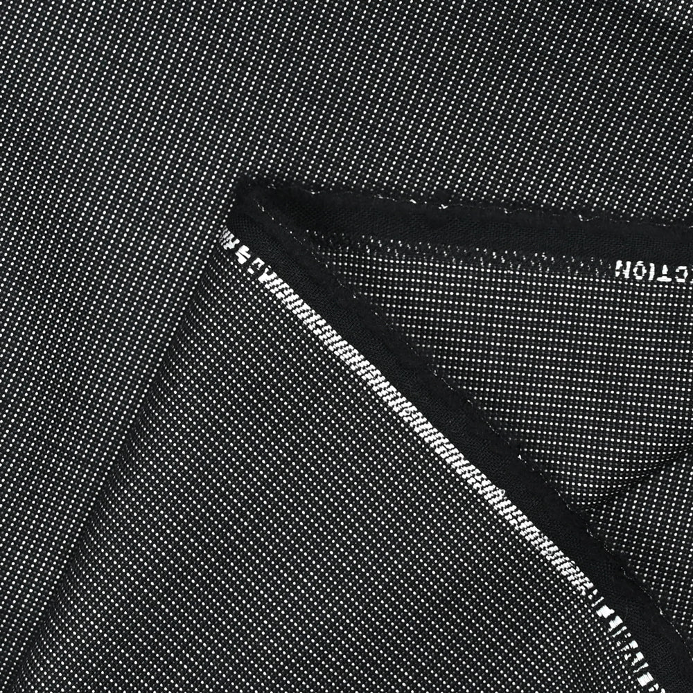Tissu tailleur lin et laine mélangée pointillé blanc et gris fond noir - Image 3