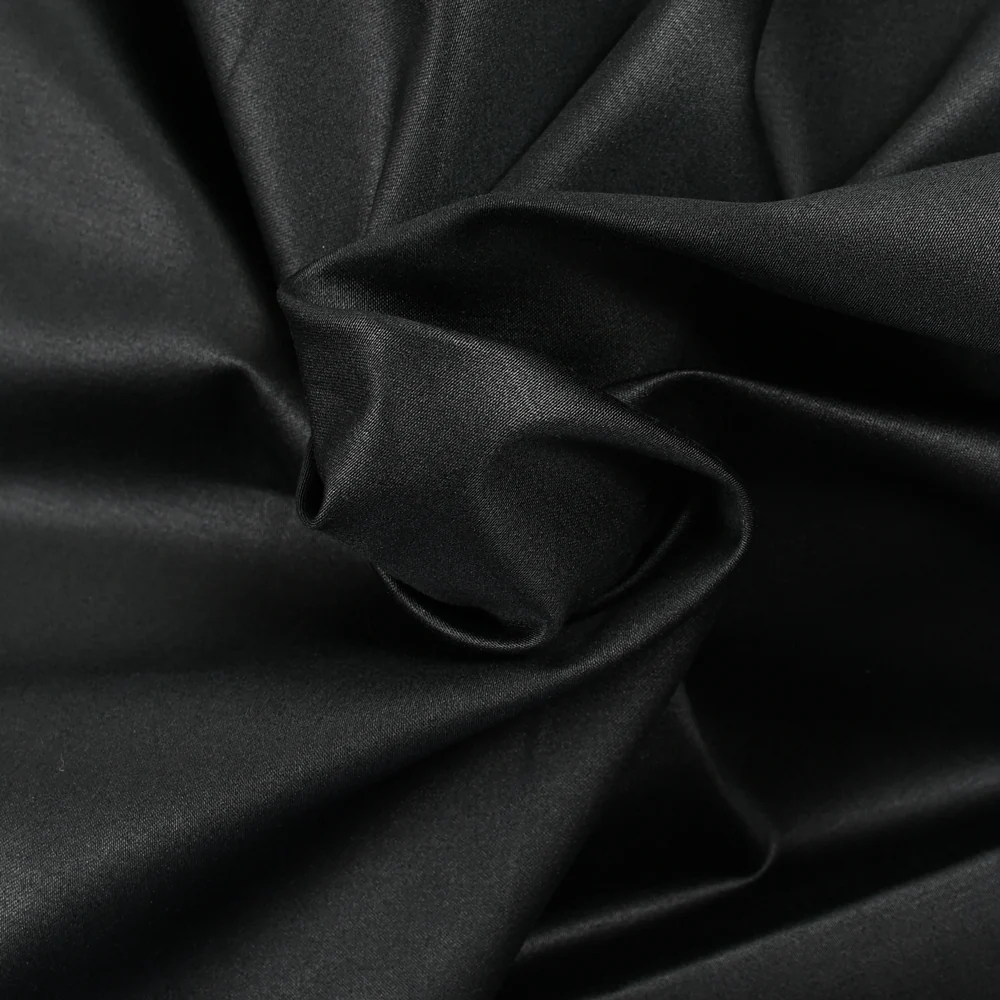 Tissu tailleur satin coton lourd noir - Image 2