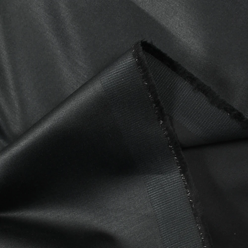 Tissu tailleur satin coton lourd noir - Image 3
