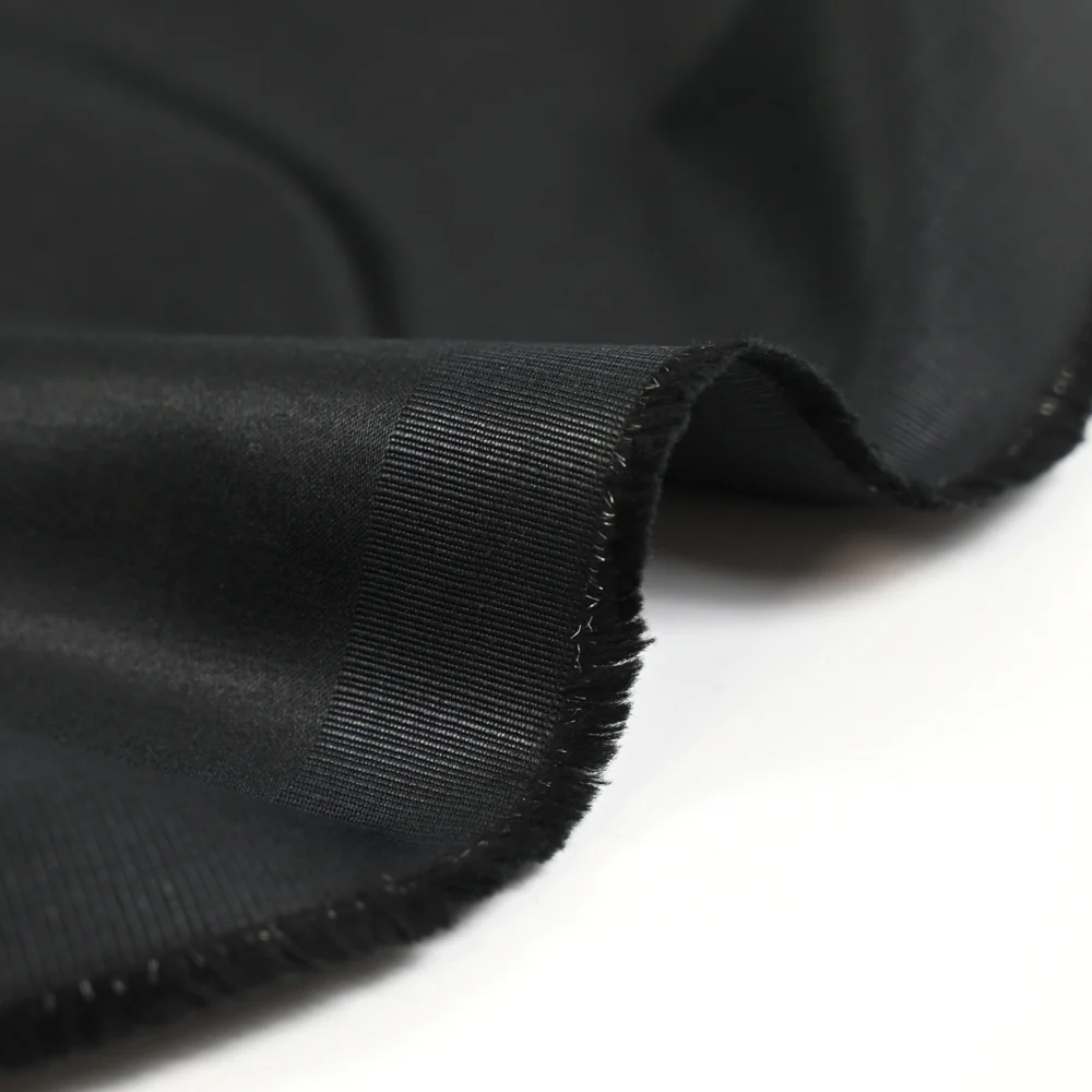 Tissu tailleur satin coton lourd noir - Image 4