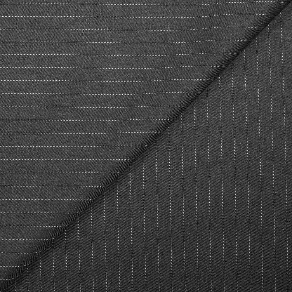 Tissu tailleur 100% laine Super 140's rayé fond anthracite