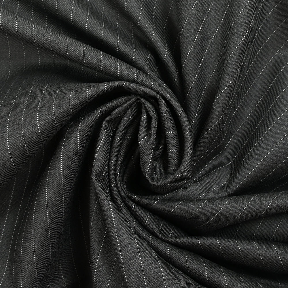 Tissu tailleur 100% laine Super 140's rayé fond anthracite - Image 2