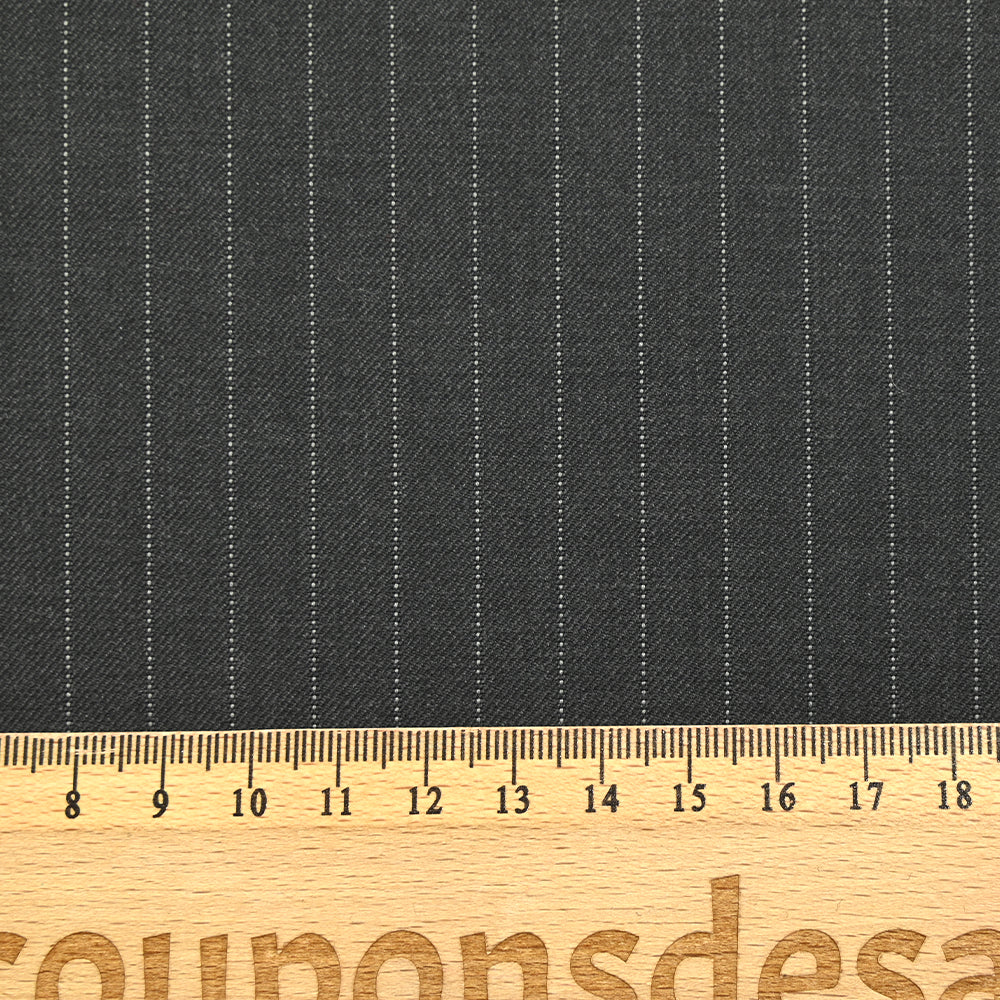Tissu tailleur 100% laine Super 140's rayé fond anthracite - Image 3