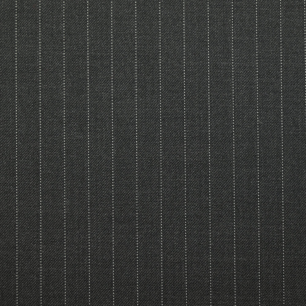 Tissu tailleur 100% laine Super 140's rayé fond anthracite - Image 4