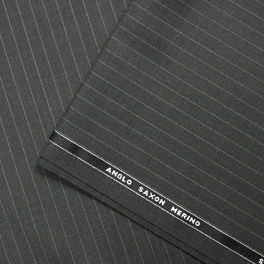 Tissu tailleur 100% laine Super 140's rayé fond anthracite - Image 6