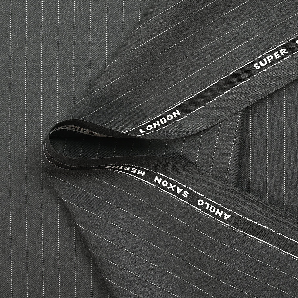 Tissu tailleur 100% laine Super 140's rayé fond anthracite - Image 7