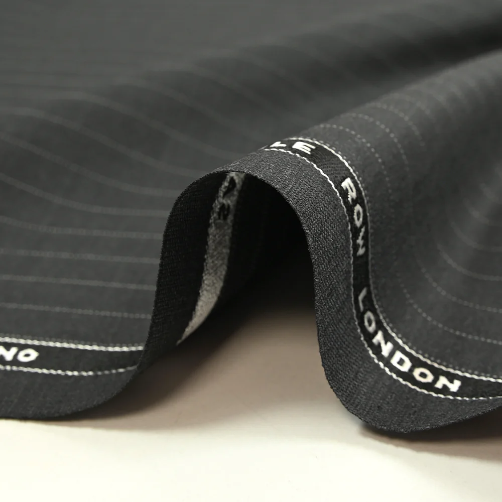 Tissu tailleur 100% laine Super 140's rayé fond anthracite - Image 8