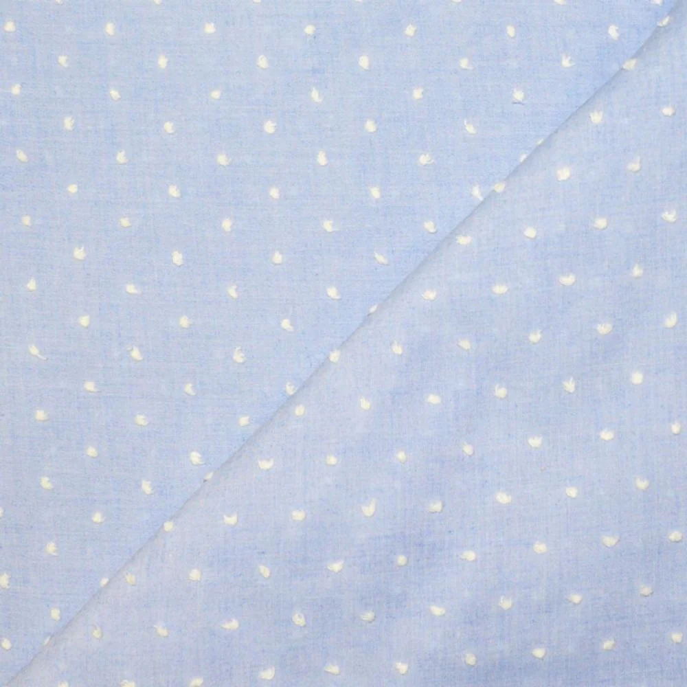 Voile de coton Plumetis ciel
