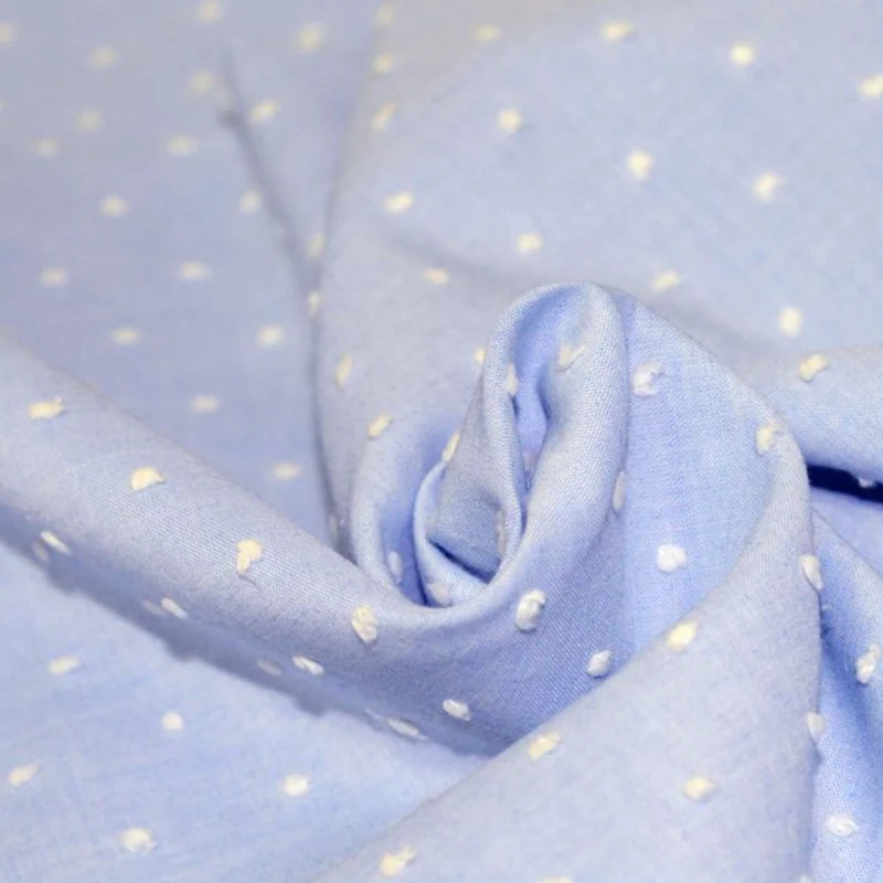 Voile de coton Plumetis ciel - Image 2