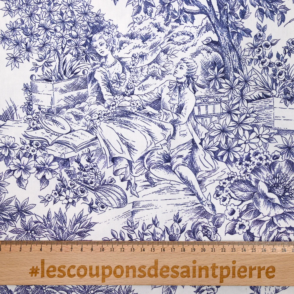 Piqué de coton toile de jouy marine - Image 4