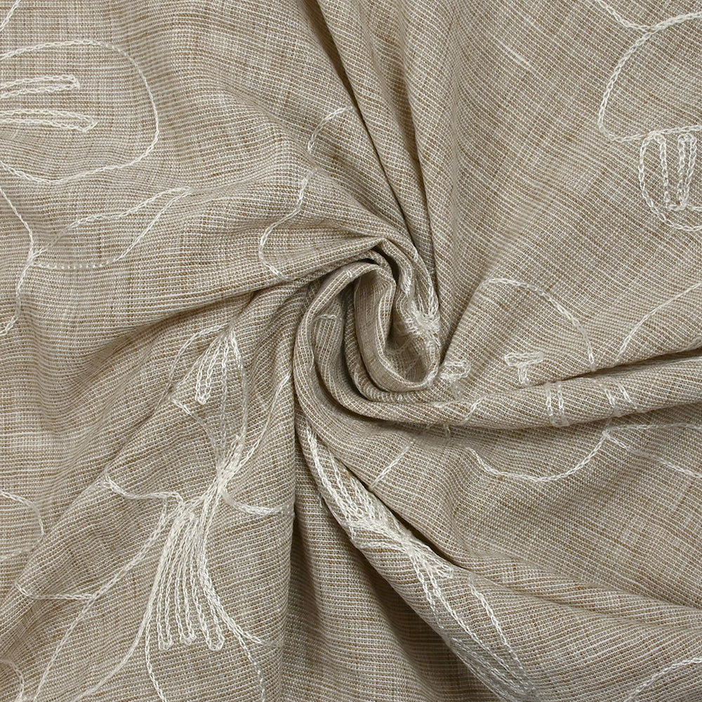 Toile brodée Ariel beige chiné - Image 2
