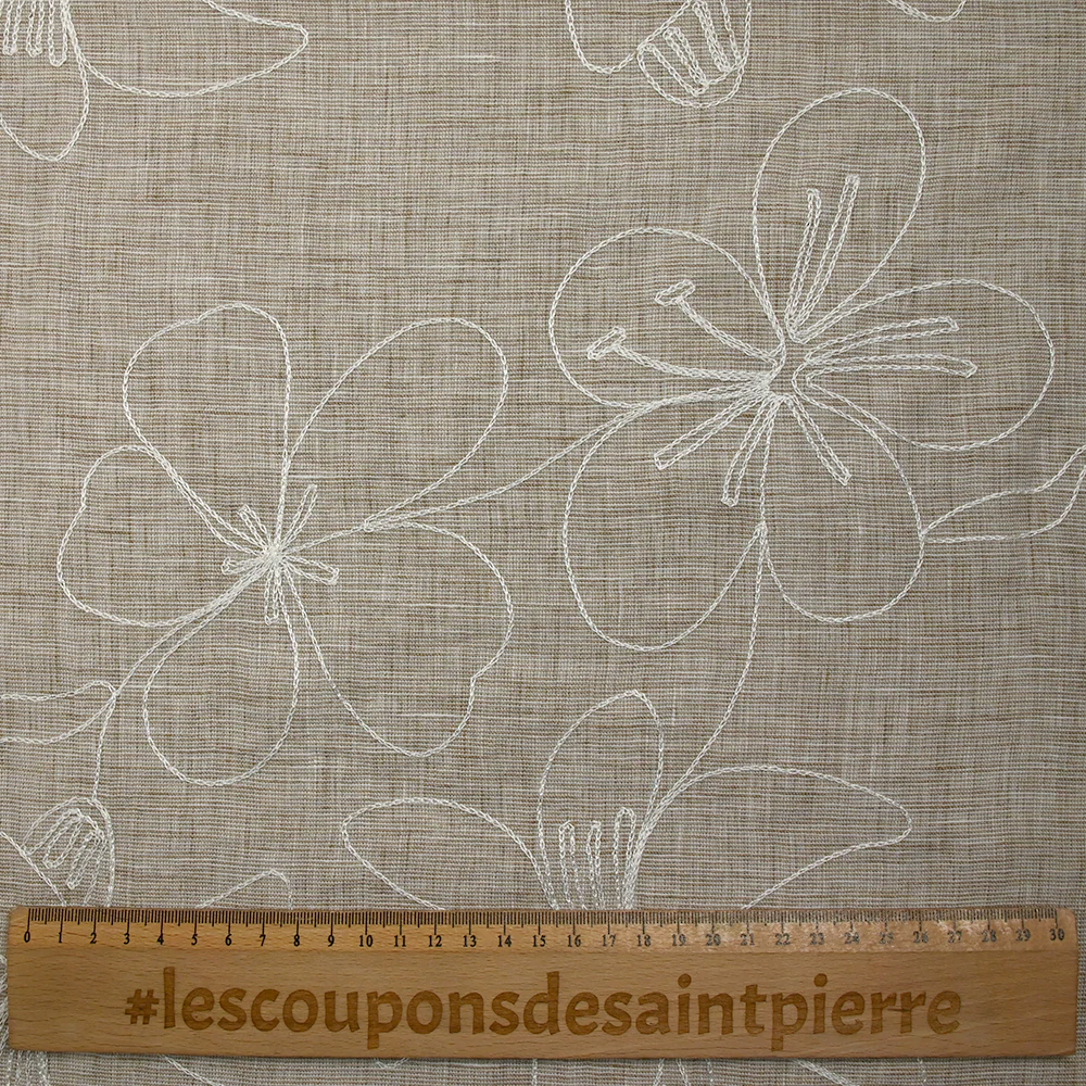 Toile brodée Ariel beige chiné - Image 3