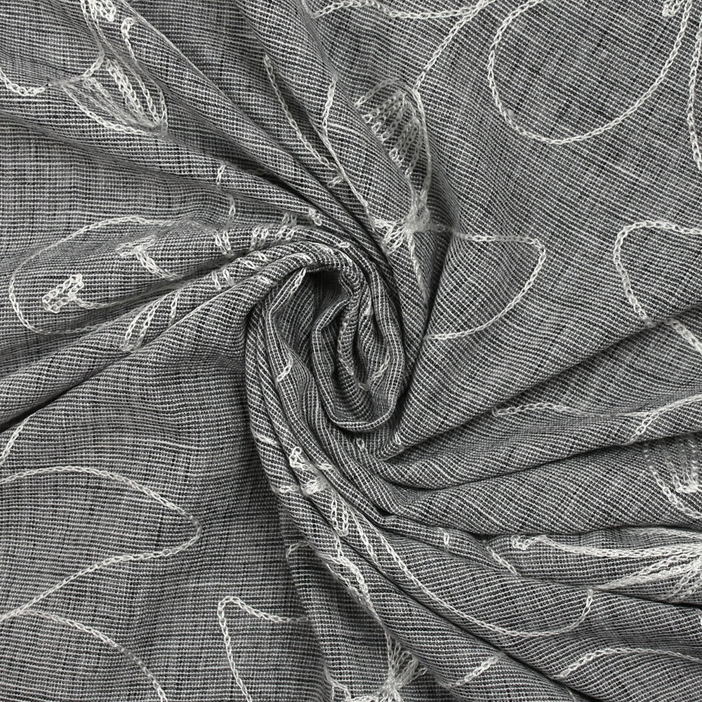 Toile brodée Ariel gris chiné - Image 2