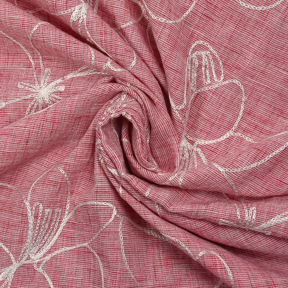 Toile brodée Ariel rose chiné - Image 2