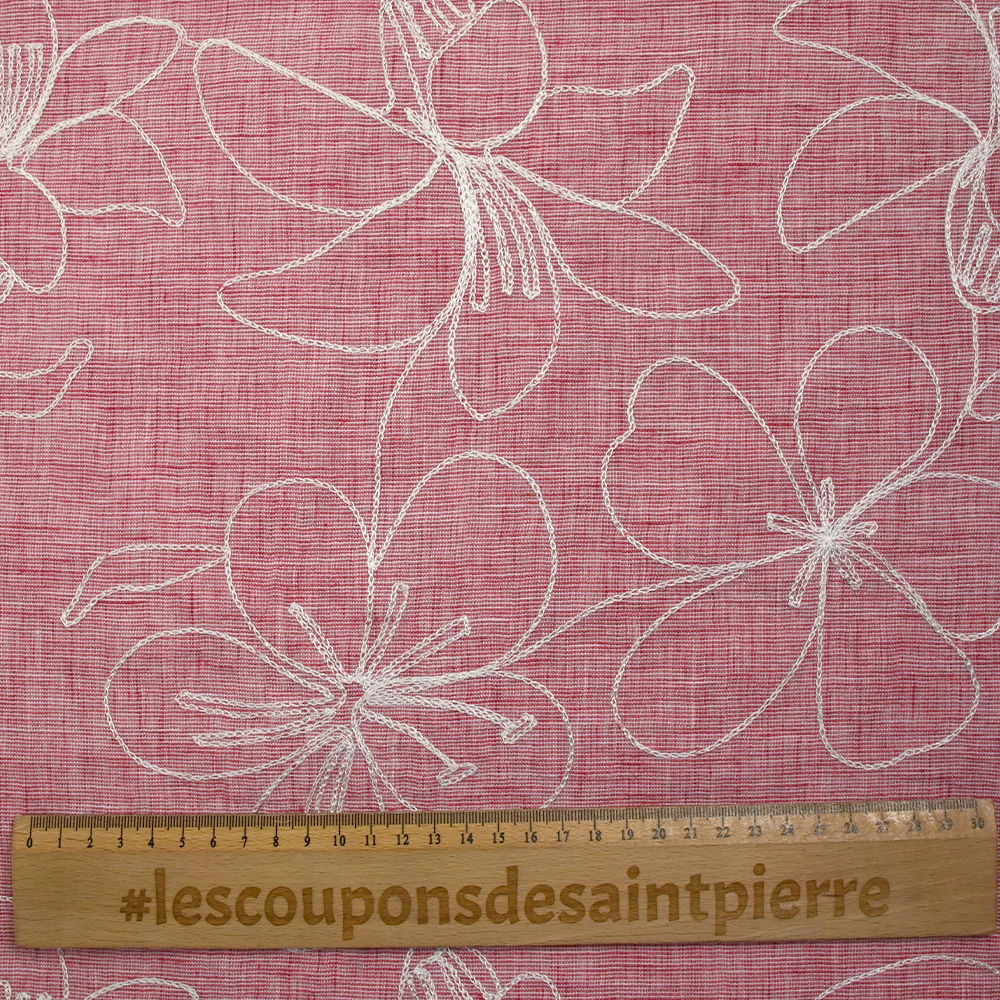 Toile brodée Ariel rose chiné - Image 3