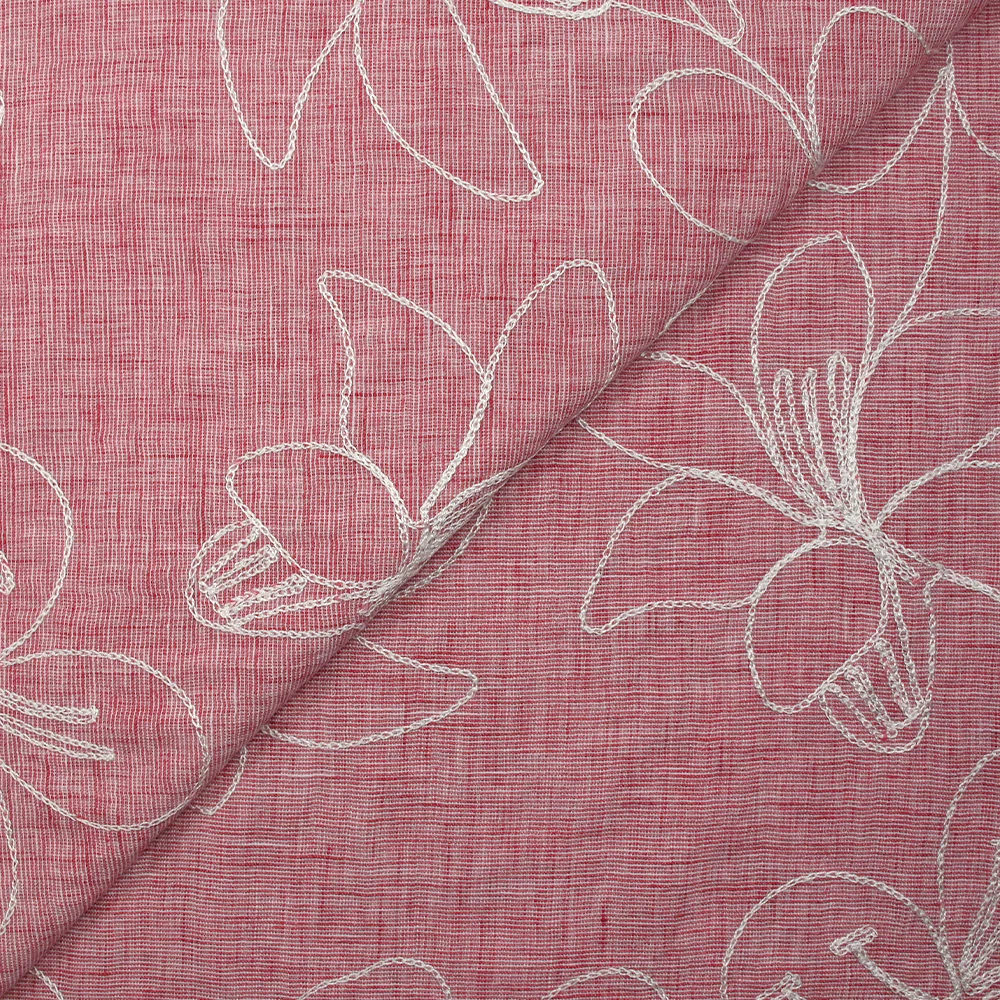 Toile brodée Ariel rose chiné - Image 4