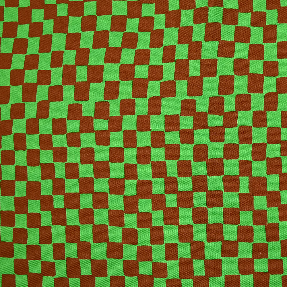Toile de viscose imprimée carreaux marron et vert