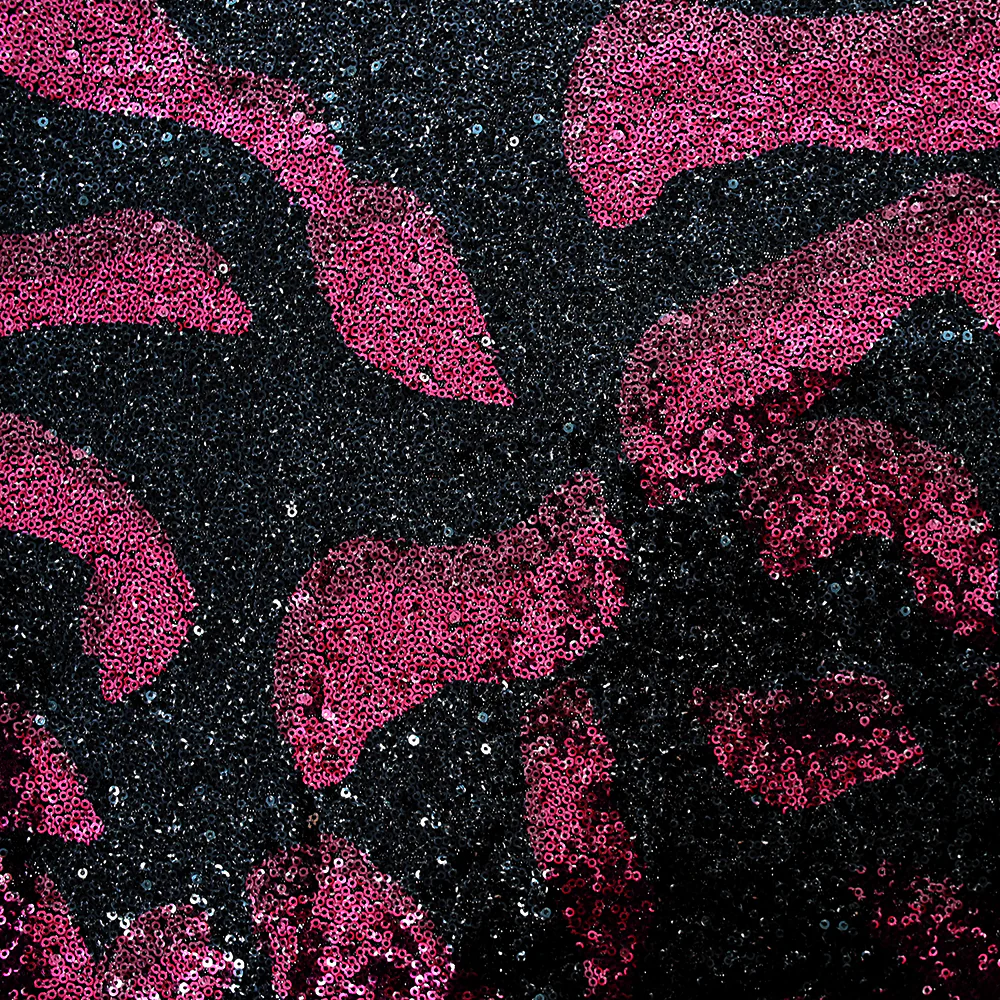 Tulle sequin Leny fuchsia et bleu fond noir