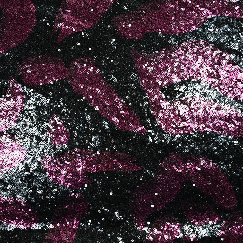 Tulle sequin Leny fuchsia et bleu fond noir - Image 3