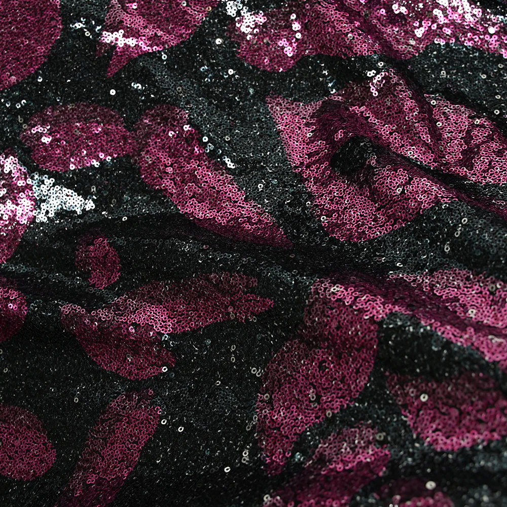 Tulle sequin Leny fuchsia et bleu fond noir - Image 5