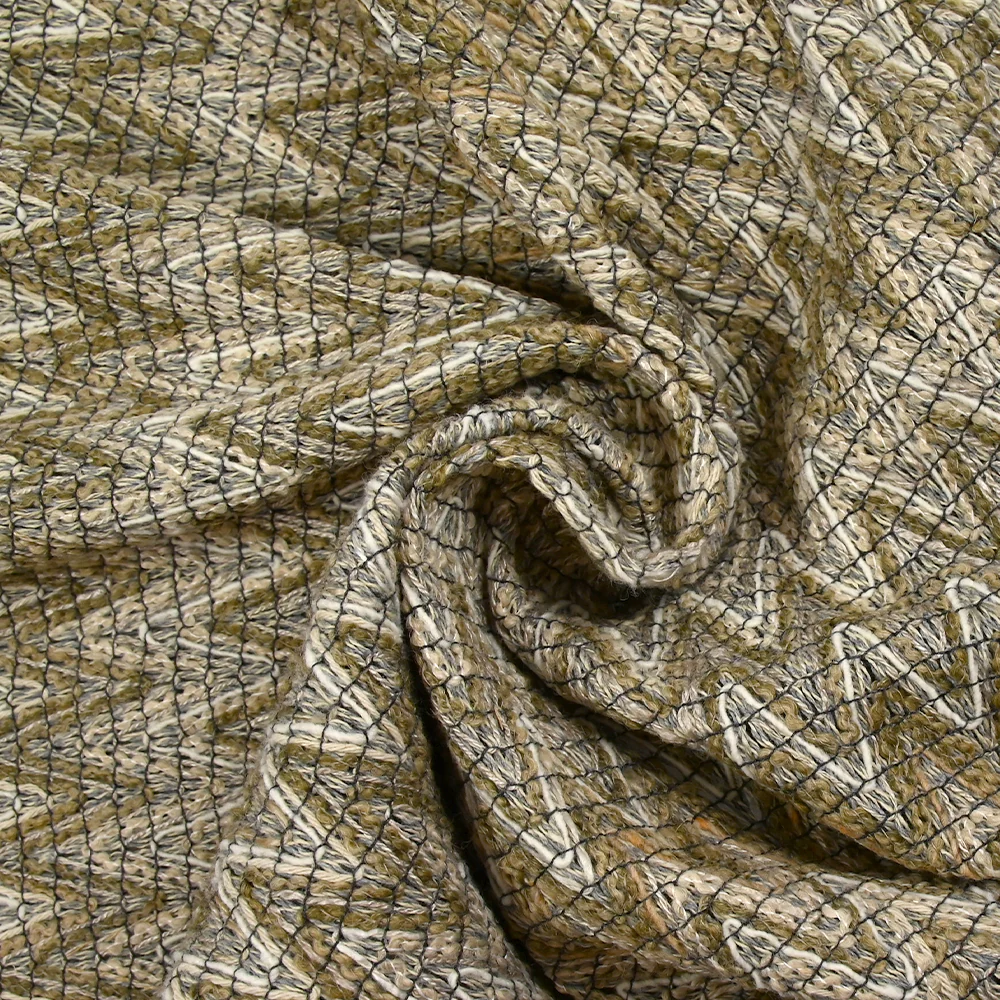 Tweed de coton et soie chevrons beige et écru - Image 2