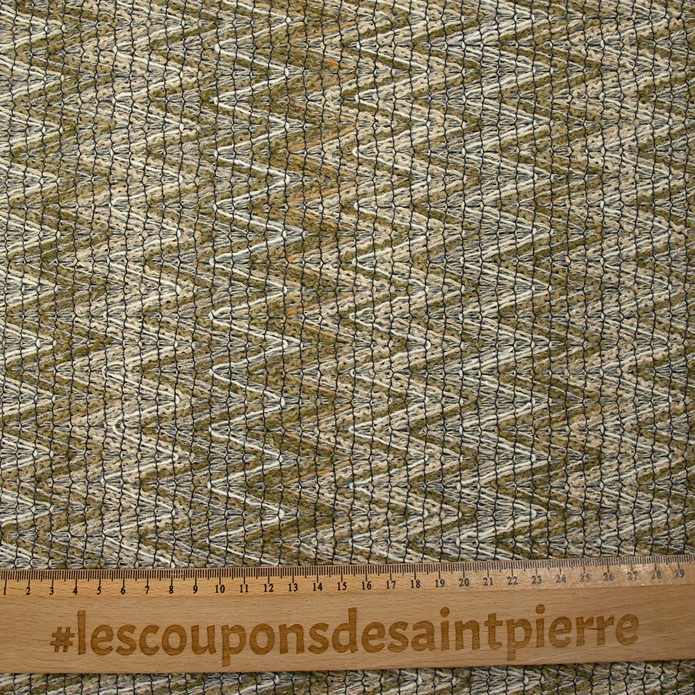 Tweed de coton et soie chevrons beige et écru - Image 3