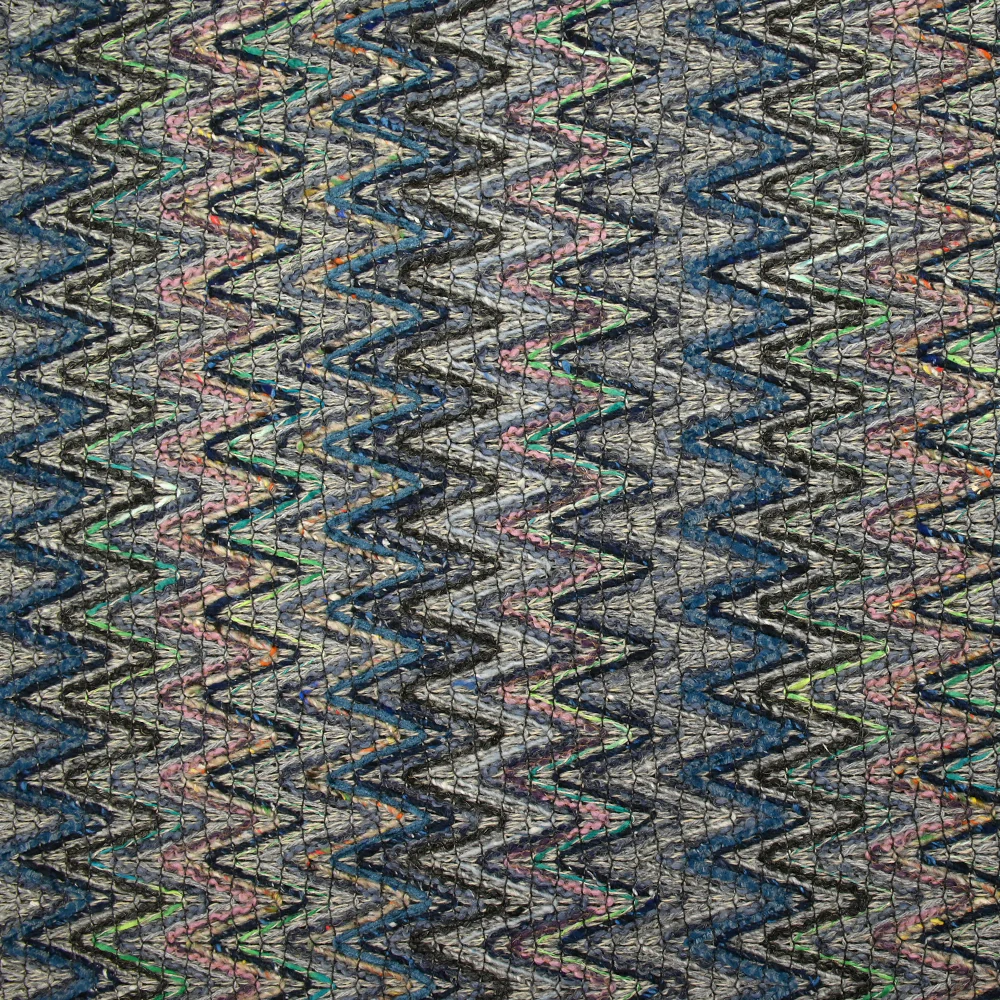 Tweed de coton et soie chevrons bleu pétrole et gris - Image 4