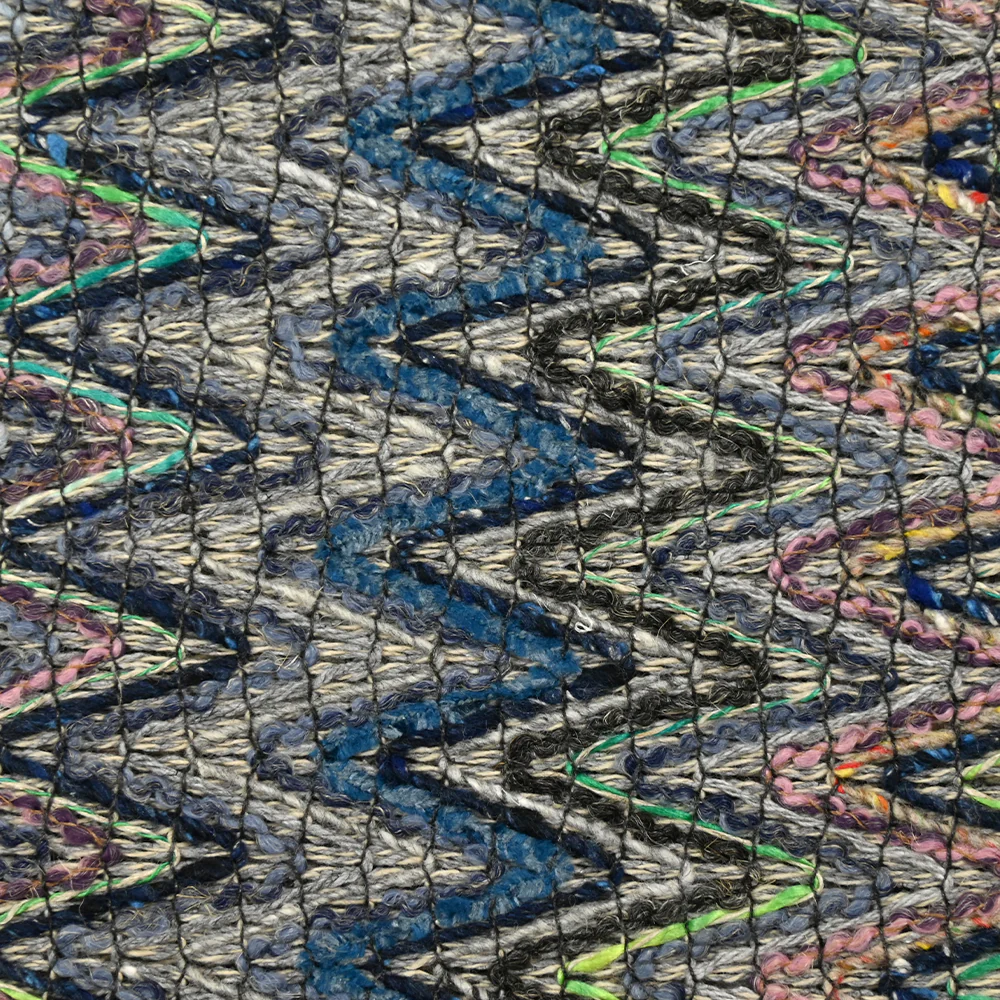 Tweed de coton et soie chevrons bleu pétrole et gris - Image 5