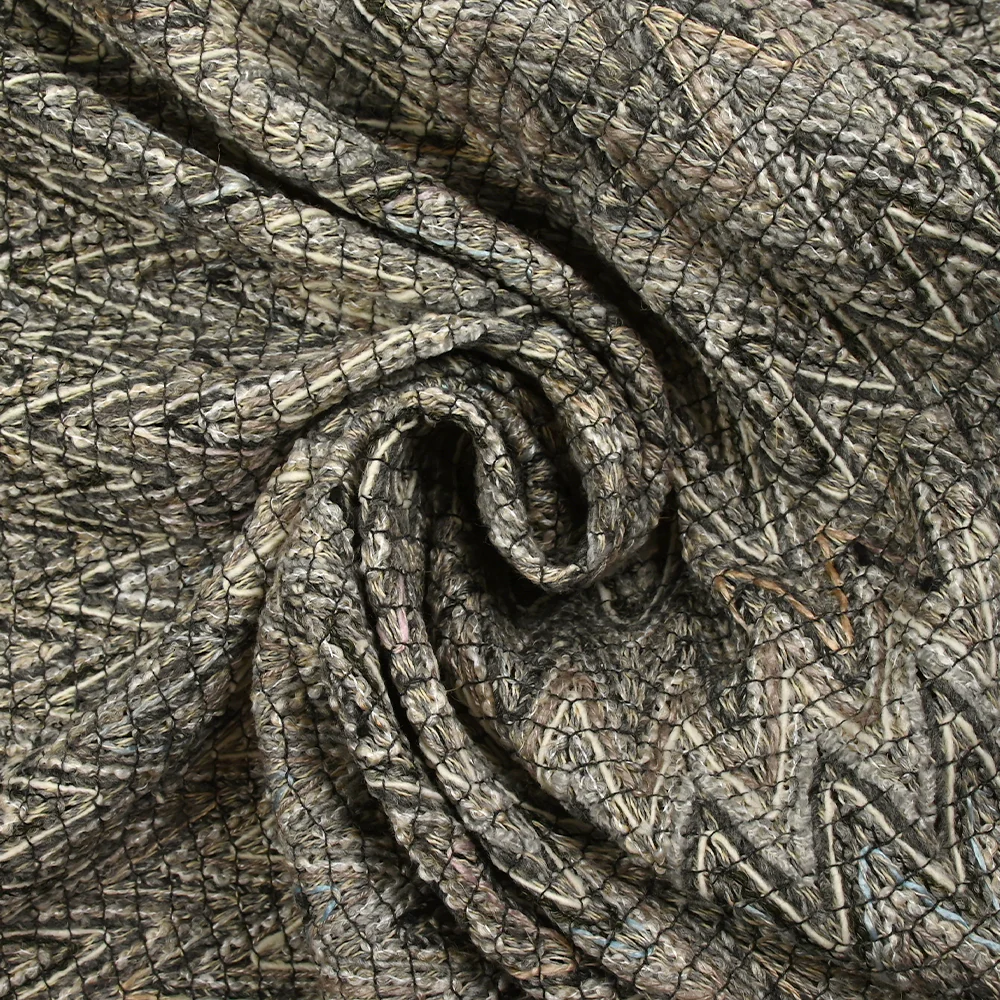 Tweed de coton et soie chevrons gris clair et écru - Image 2