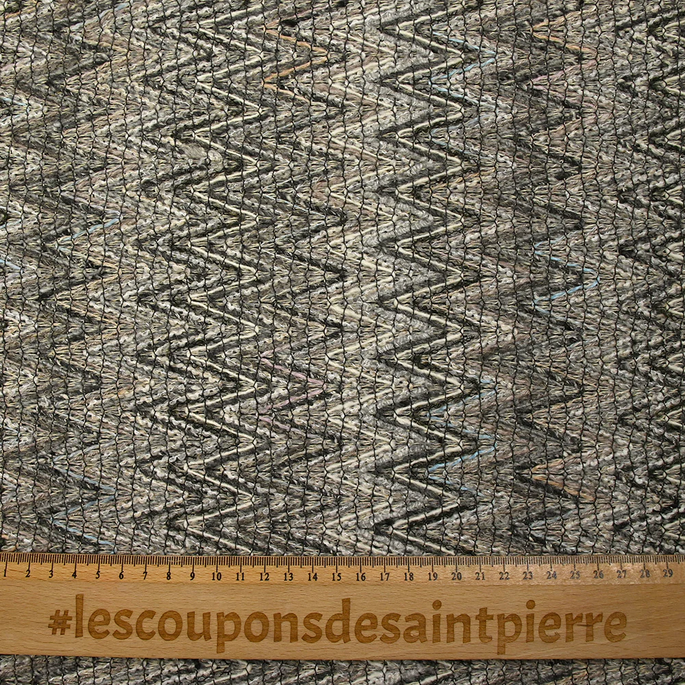 Tweed de coton et soie chevrons gris clair et écru - Image 3