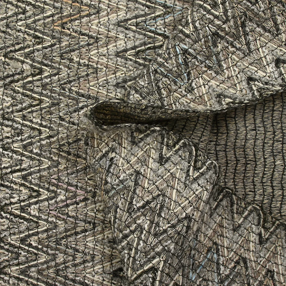 Tweed de coton et soie chevrons gris clair et écru - Image 6
