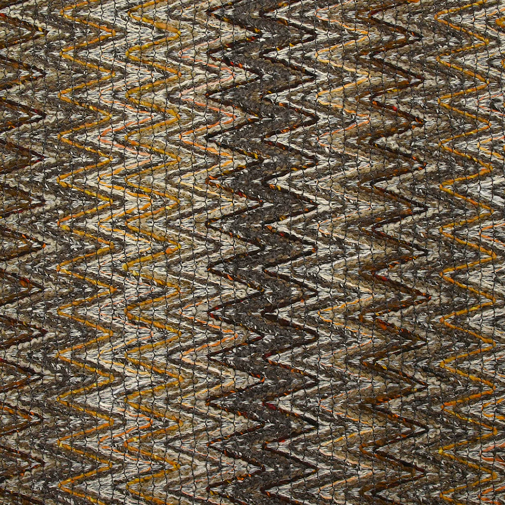 Tweed de coton et soie chevrons marron, beige et orange - Image 4