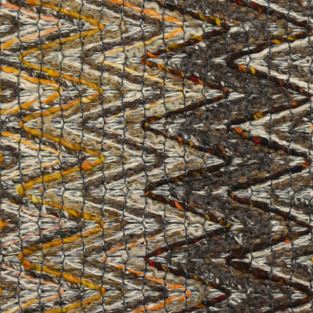 Tweed de coton et soie chevrons marron, beige et orange - Image 5