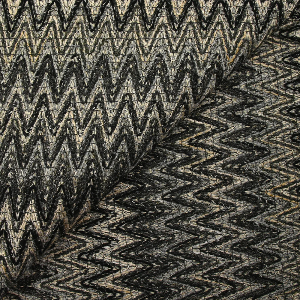 Tweed de coton et soie chevrons noir et gris