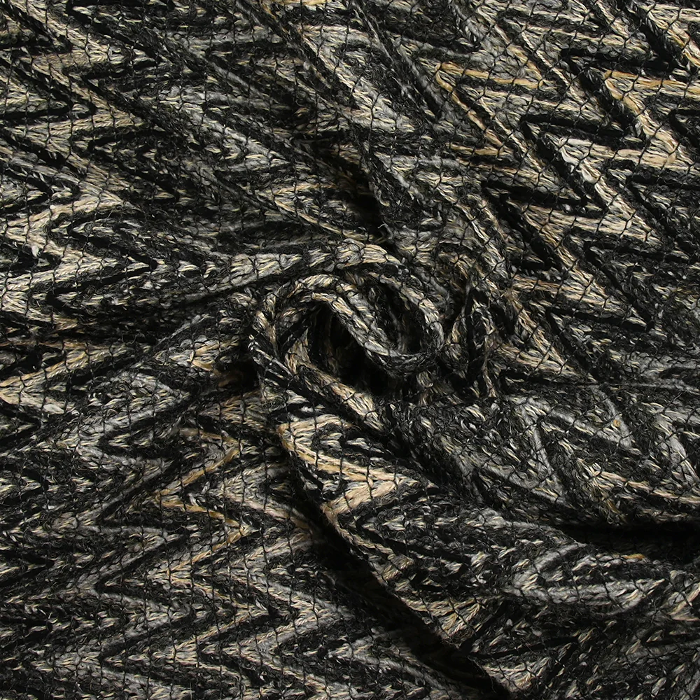 Tweed de coton et soie chevrons noir et gris - Image 2