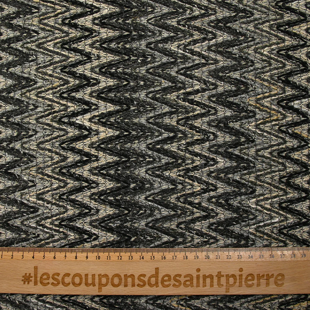 Tweed de coton et soie chevrons noir et gris - Image 3