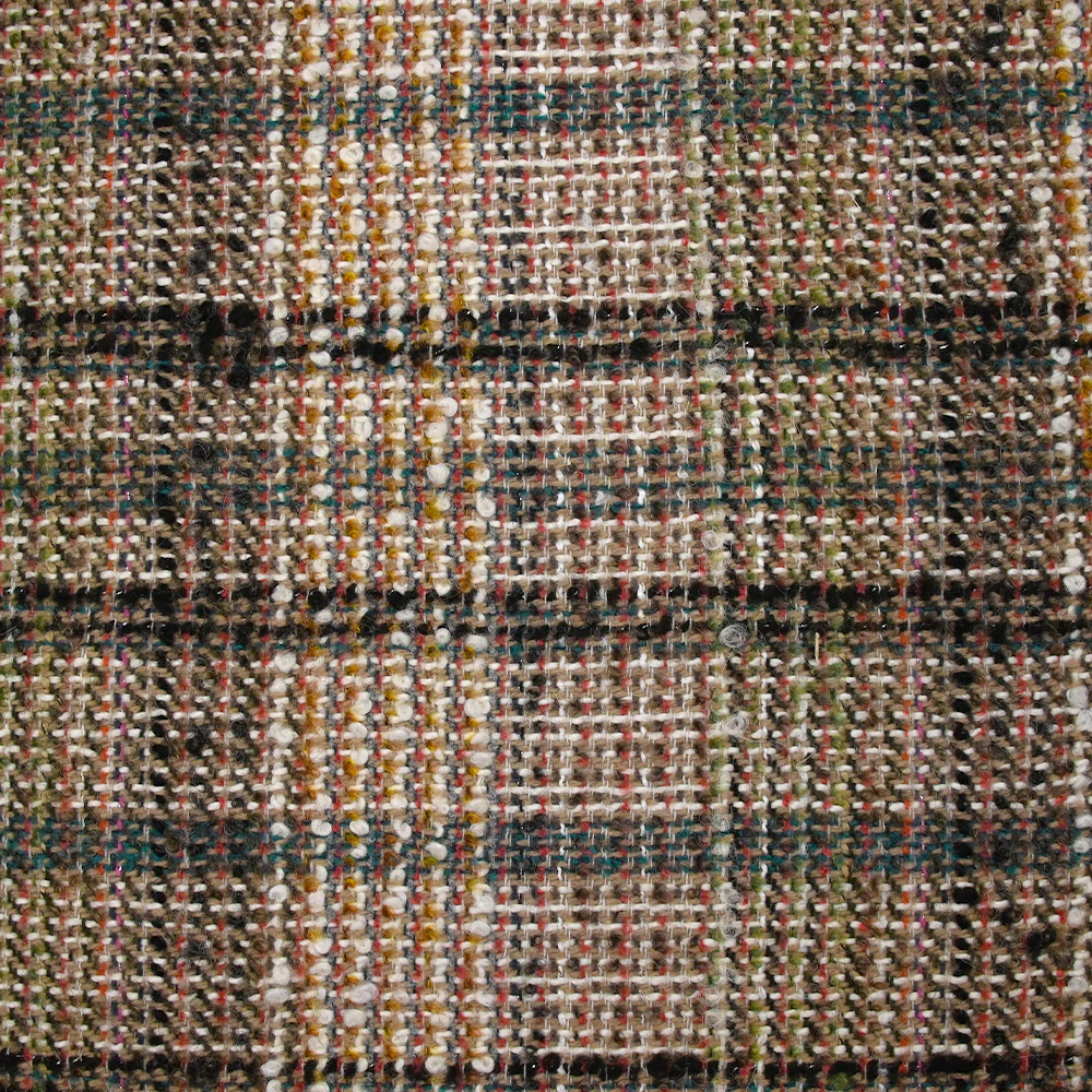 Tweed de laine mélangée Clémence ligne noire et canard fond beige et blanc - Image 4