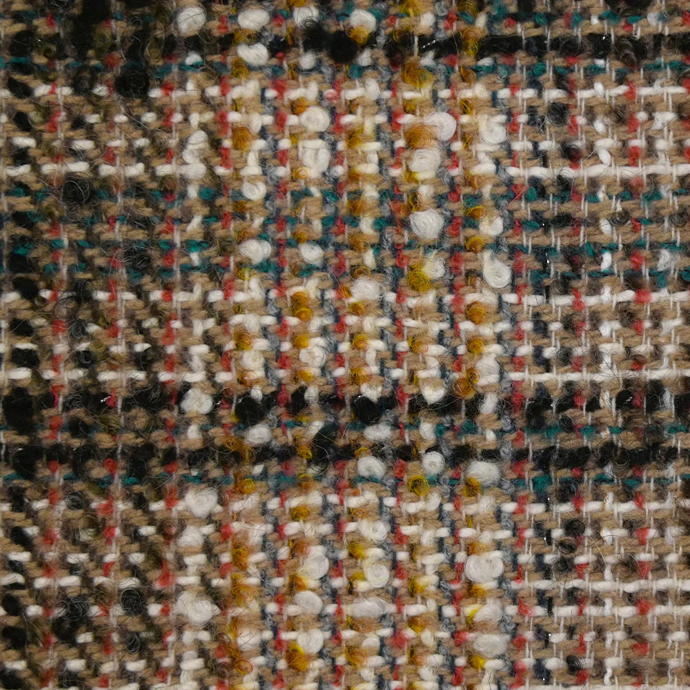 Tweed de laine mélangée Clémence ligne noire et canard fond beige et blanc - Image 5