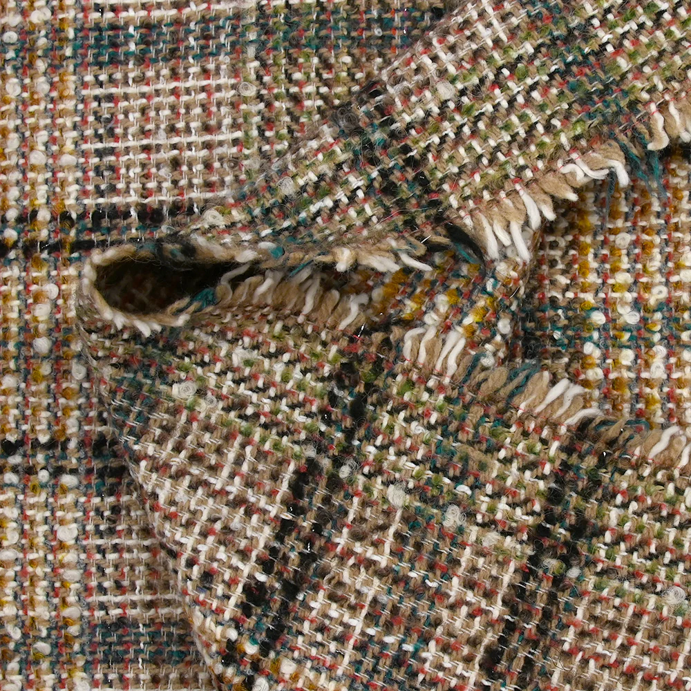 Tweed de laine mélangée Clémence ligne noire et canard fond beige et blanc - Image 6