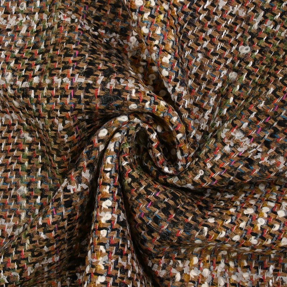 Tweed de laine mélangée Flavie fond beige et noir - Image 2