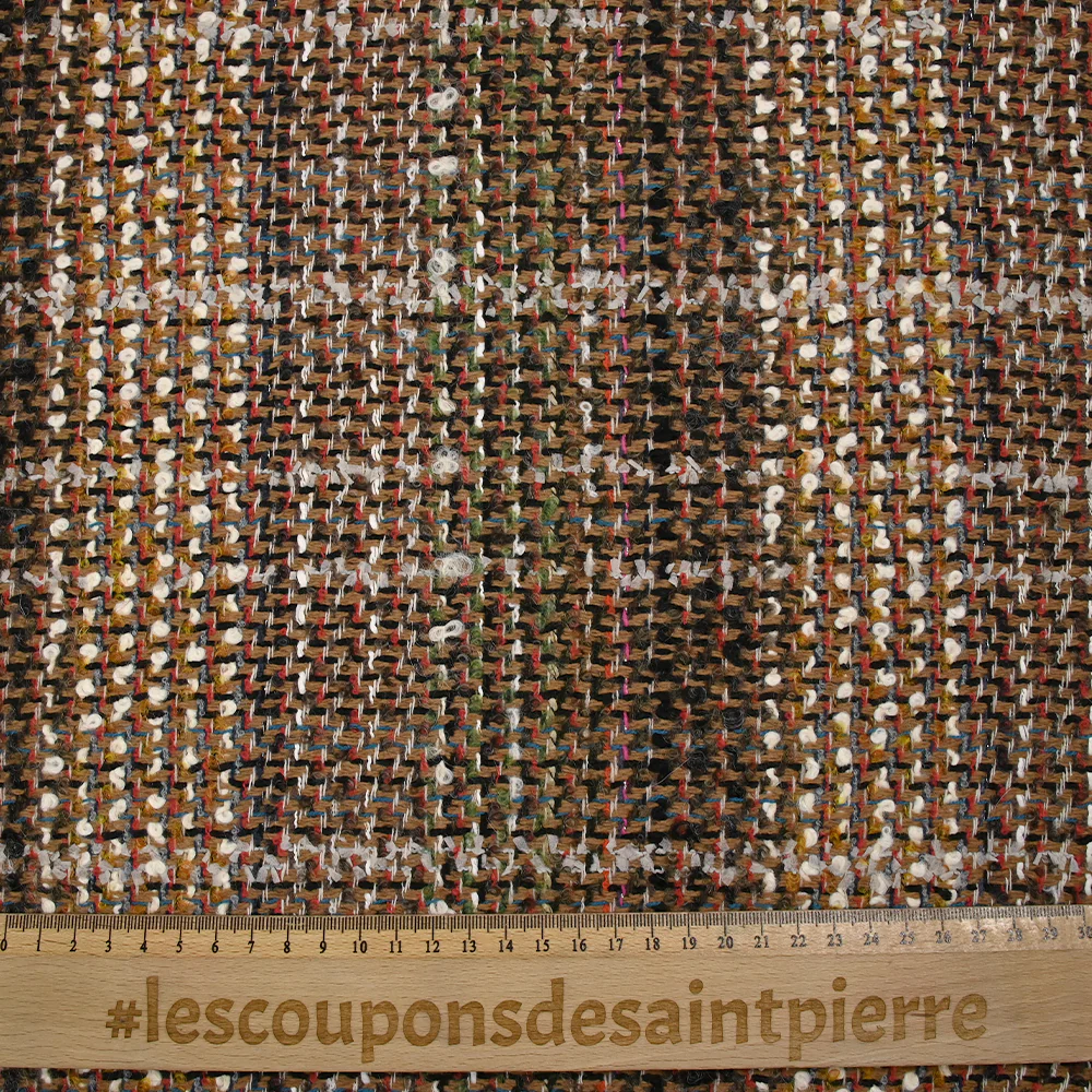 Tweed de laine mélangée Flavie fond beige et noir - Image 3