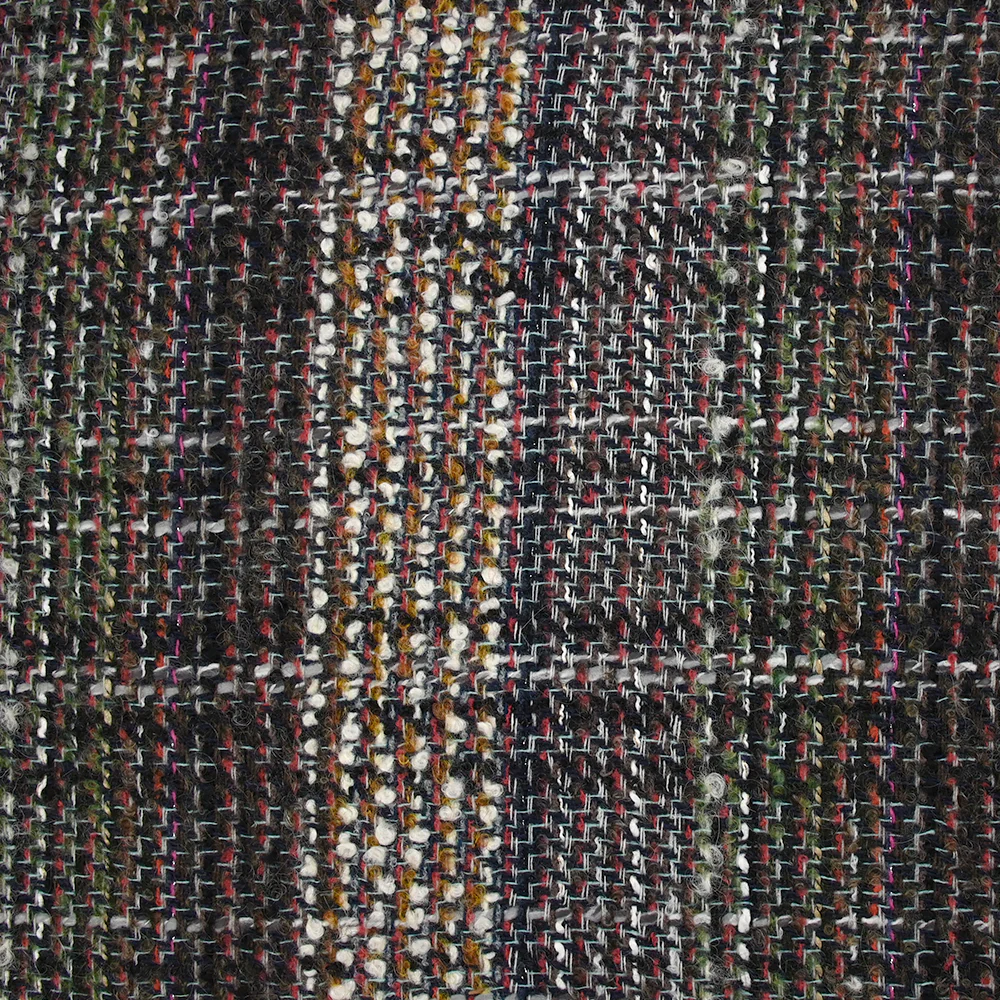 Tweed de laine mélangée Garance fond marron et marine - Image 4