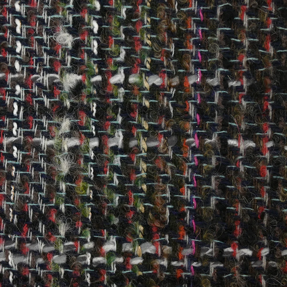 Tweed de laine mélangée Garance fond marron et marine - Image 5