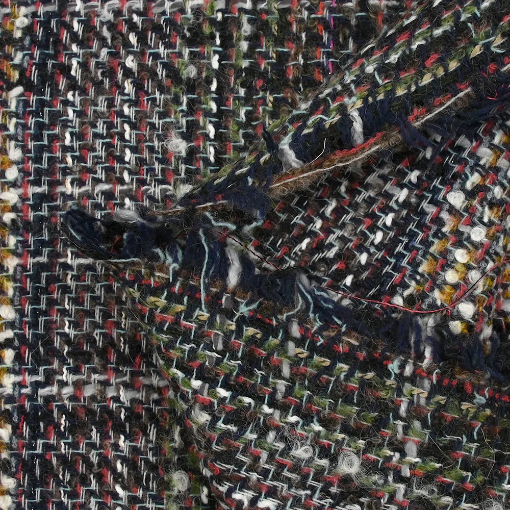 Tweed de laine mélangée Garance fond marron et marine - Image 6