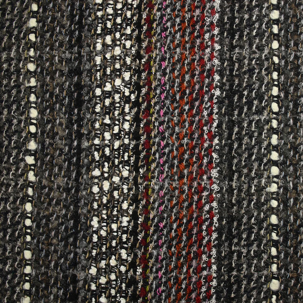 Tweed de laine mélangée Olympe rayé fond anthracite - Image 4
