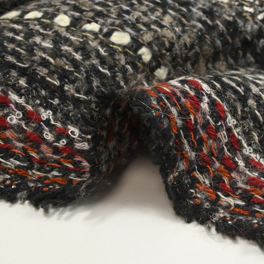 Tweed de laine mélangée Olympe rayé fond anthracite - Image 7