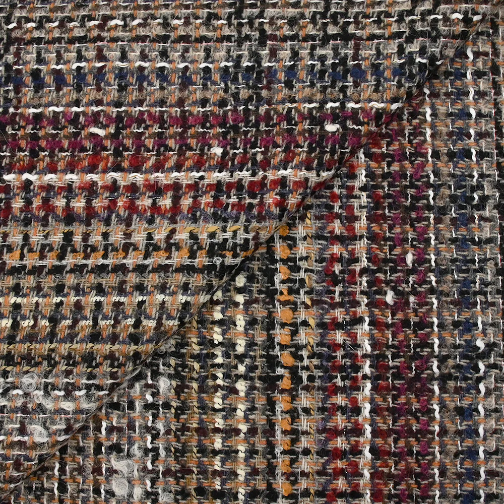 Tweed de laine mélangée Philippine fond grège et noir