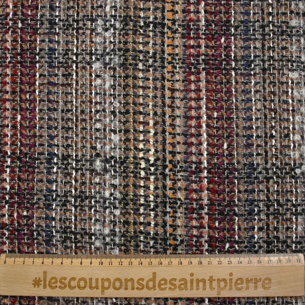Tweed de laine mélangée Philippine fond grège et noir - Image 3
