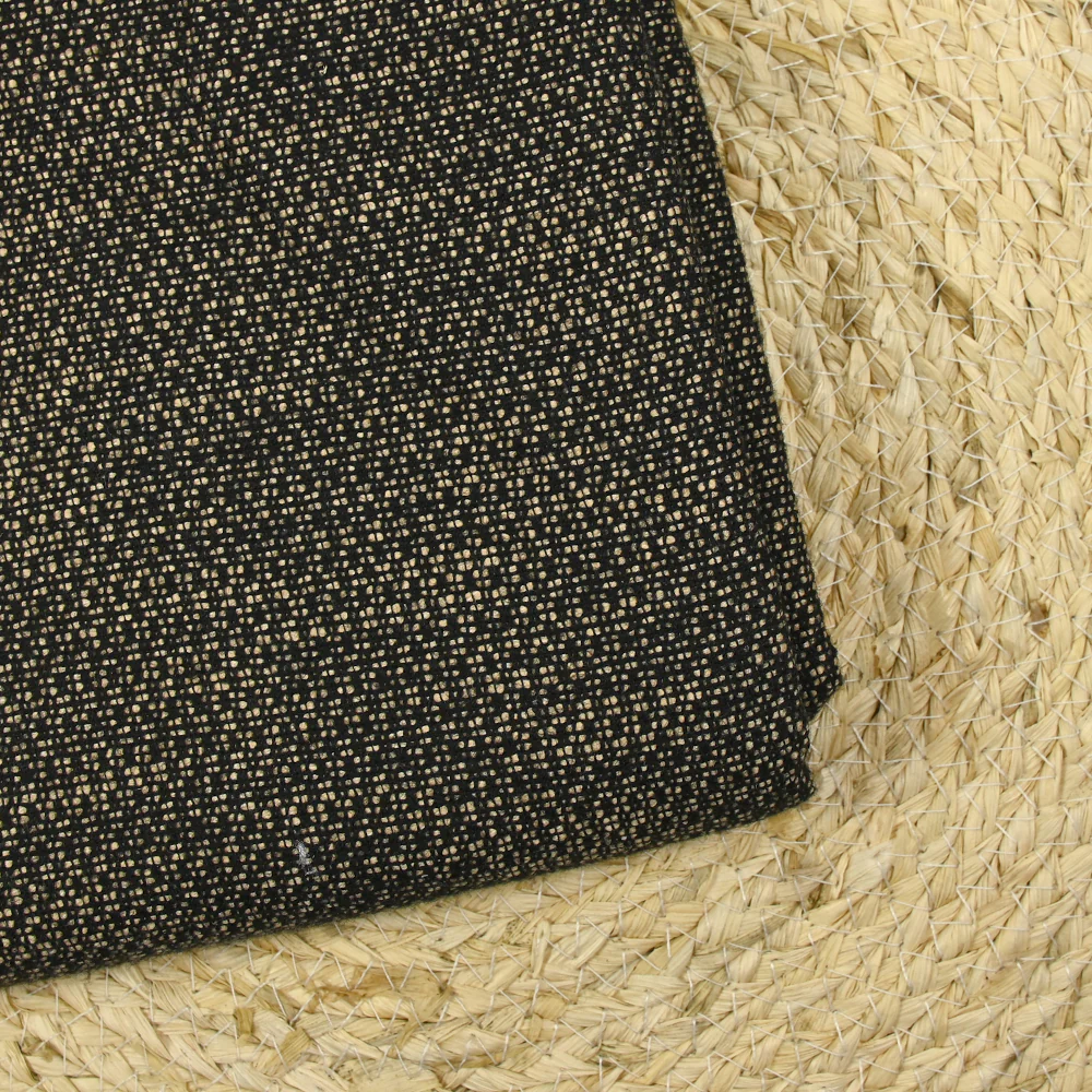 Tweed de laine mélangée Nona beige et noir